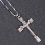 Collar Colgante Minimalista Exclusivo de Jesús Crucifijo con Rosas
