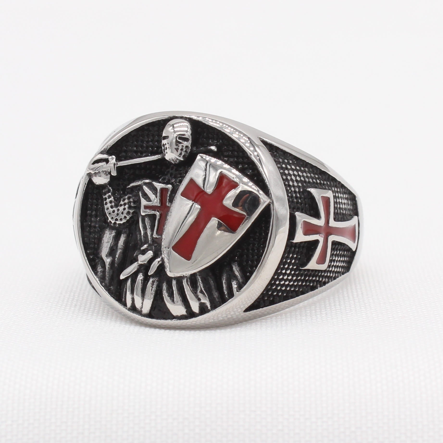 Anillo de Fe del Escudo de los Caballeros Templarios de Estilo Clásico Retro en 2 Colores