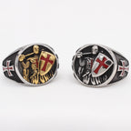 Anillo de Fe del Escudo de los Caballeros Templarios de Estilo Clásico Retro en 2 Colores