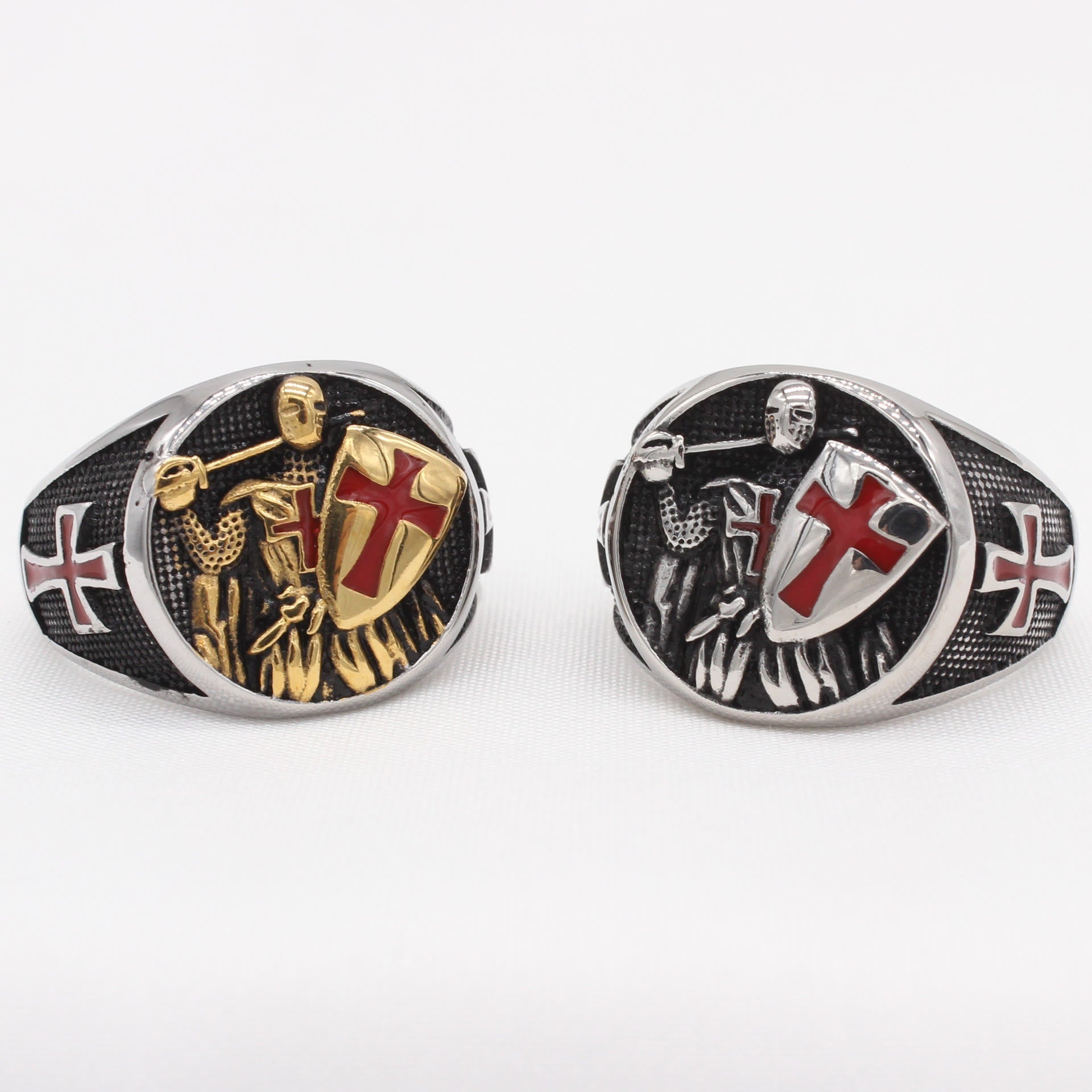 Anillo de Fe del Escudo de los Caballeros Templarios de Estilo Clásico Retro en 2 Colores