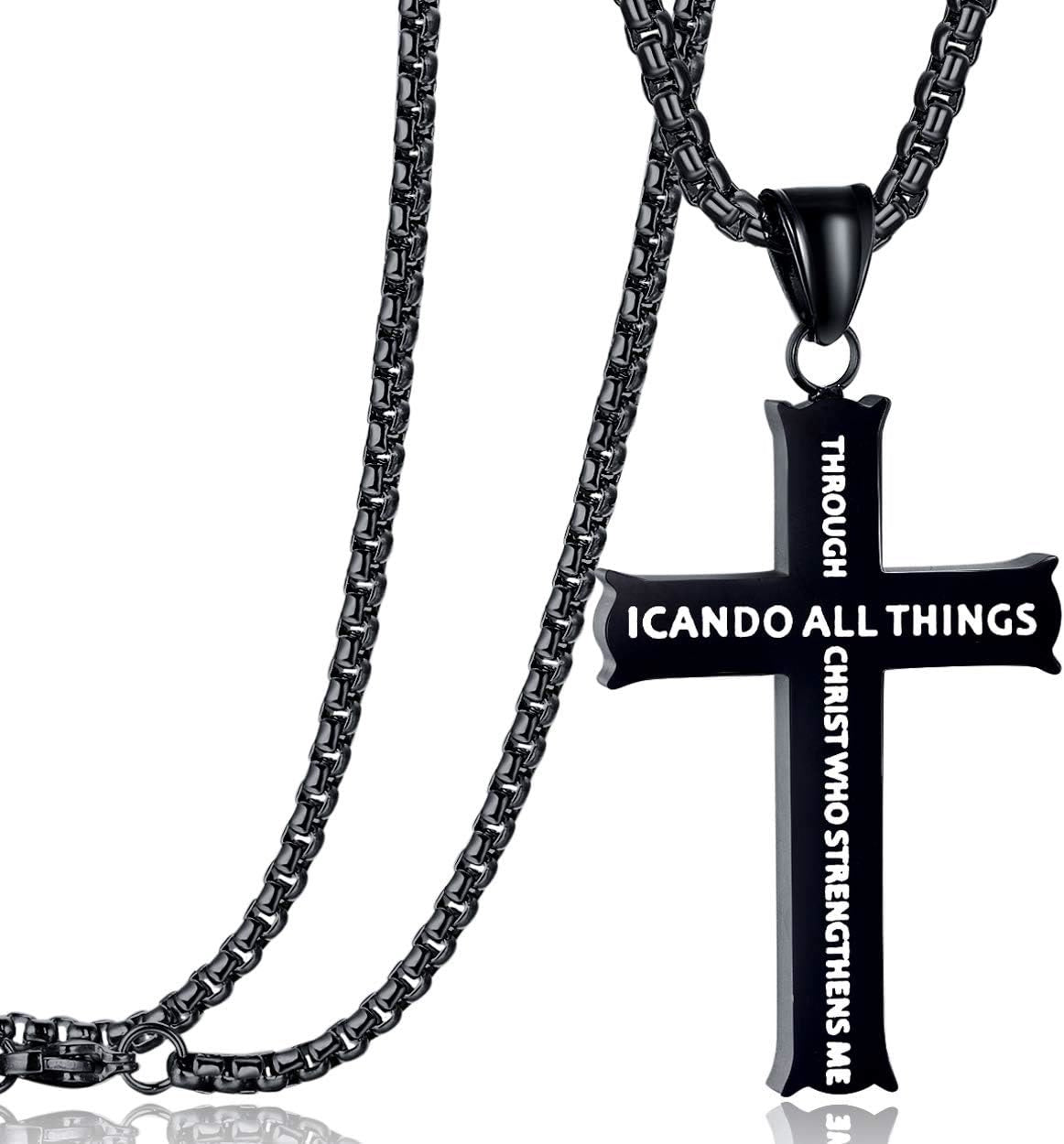 Collar Colgante de Fe Cruz "PUEDO HACER TODAS LAS COSAS" Estilo Minimalista