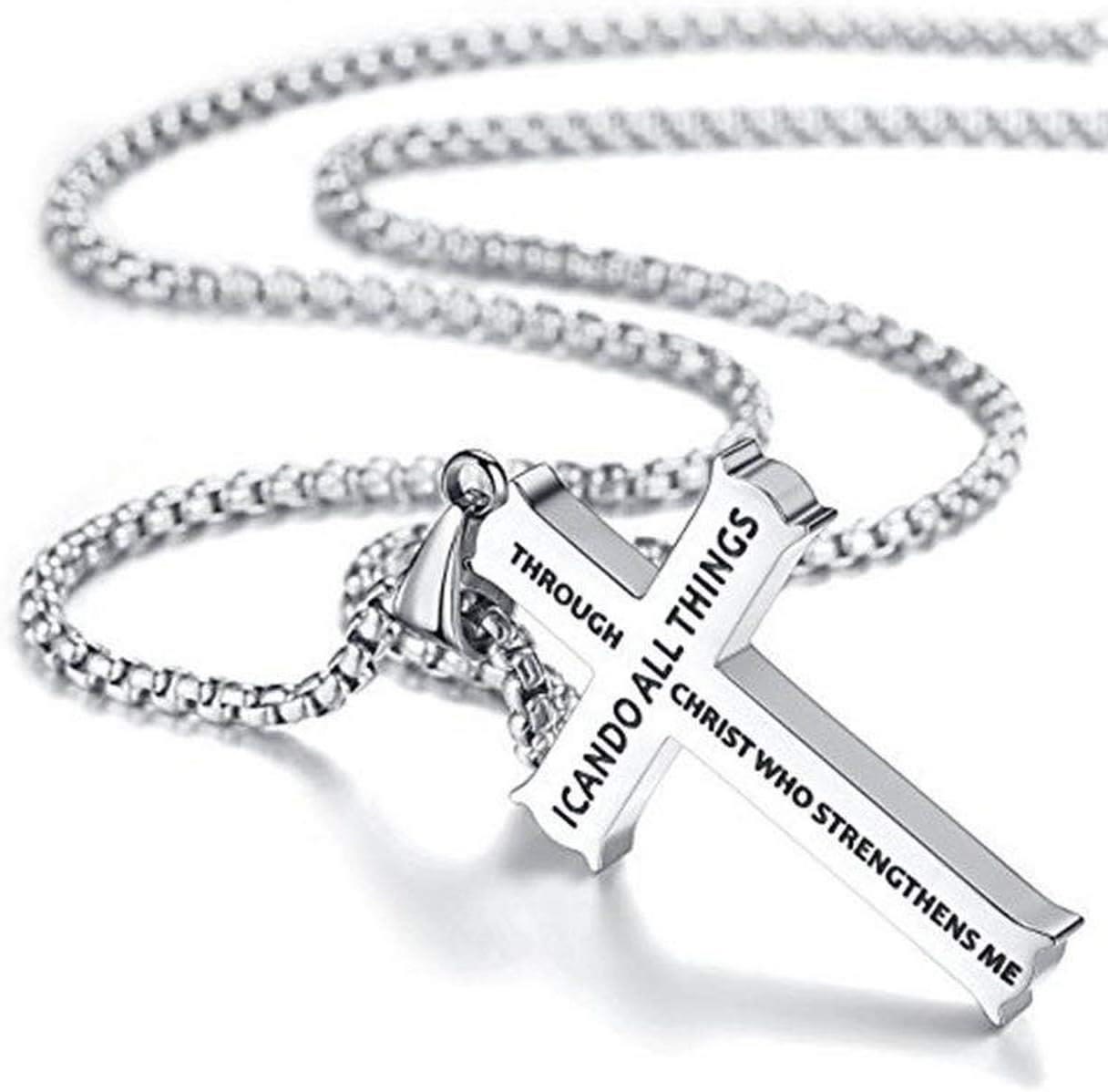 Collar Colgante de Fe Cruz "PUEDO HACER TODAS LAS COSAS" Estilo Minimalista