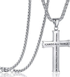 Collar Colgante de Fe Cruz "PUEDO HACER TODAS LAS COSAS" Estilo Minimalista