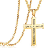 Collar Colgante de Fe Cruz "PUEDO HACER TODAS LAS COSAS" Estilo Minimalista