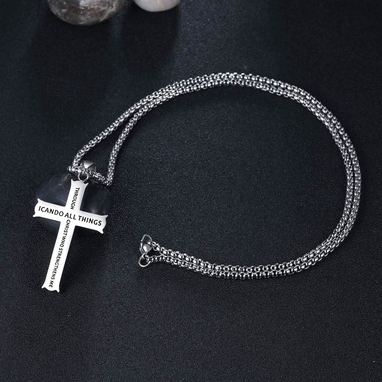 Collar Colgante de Fe Cruz "PUEDO HACER TODAS LAS COSAS" Estilo Minimalista