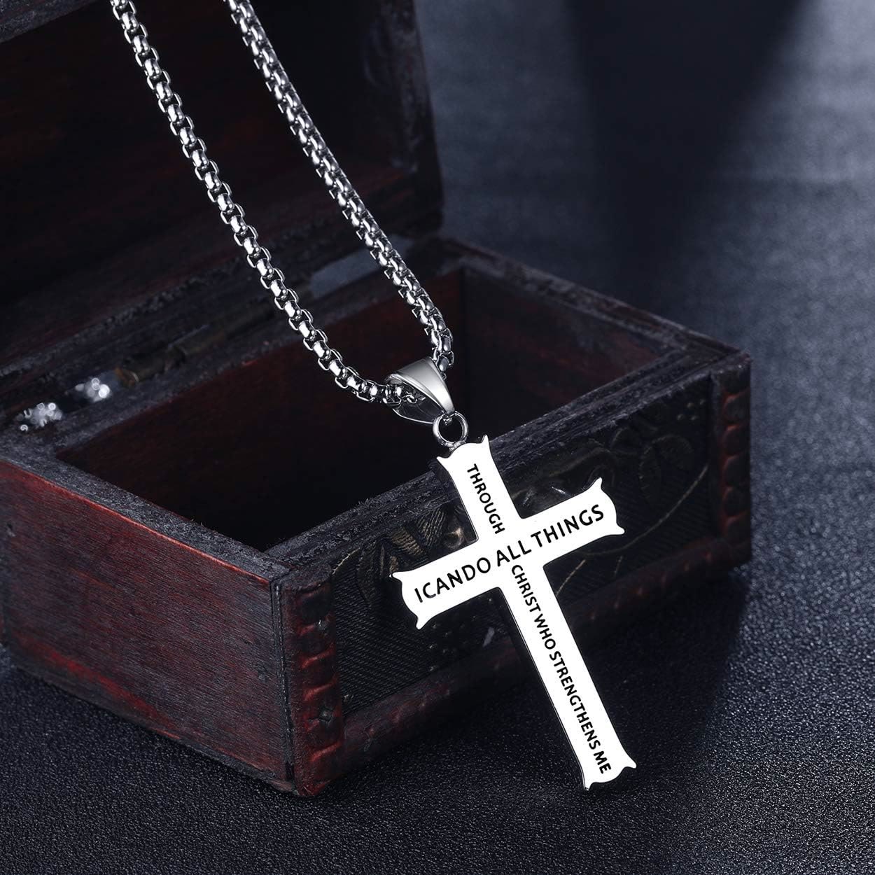 Collar Colgante de Fe Cruz "PUEDO HACER TODAS LAS COSAS" Estilo Minimalista