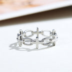 Anillo de Fe Grabado en Acero Inoxidable de Estilo Retro Minimalista