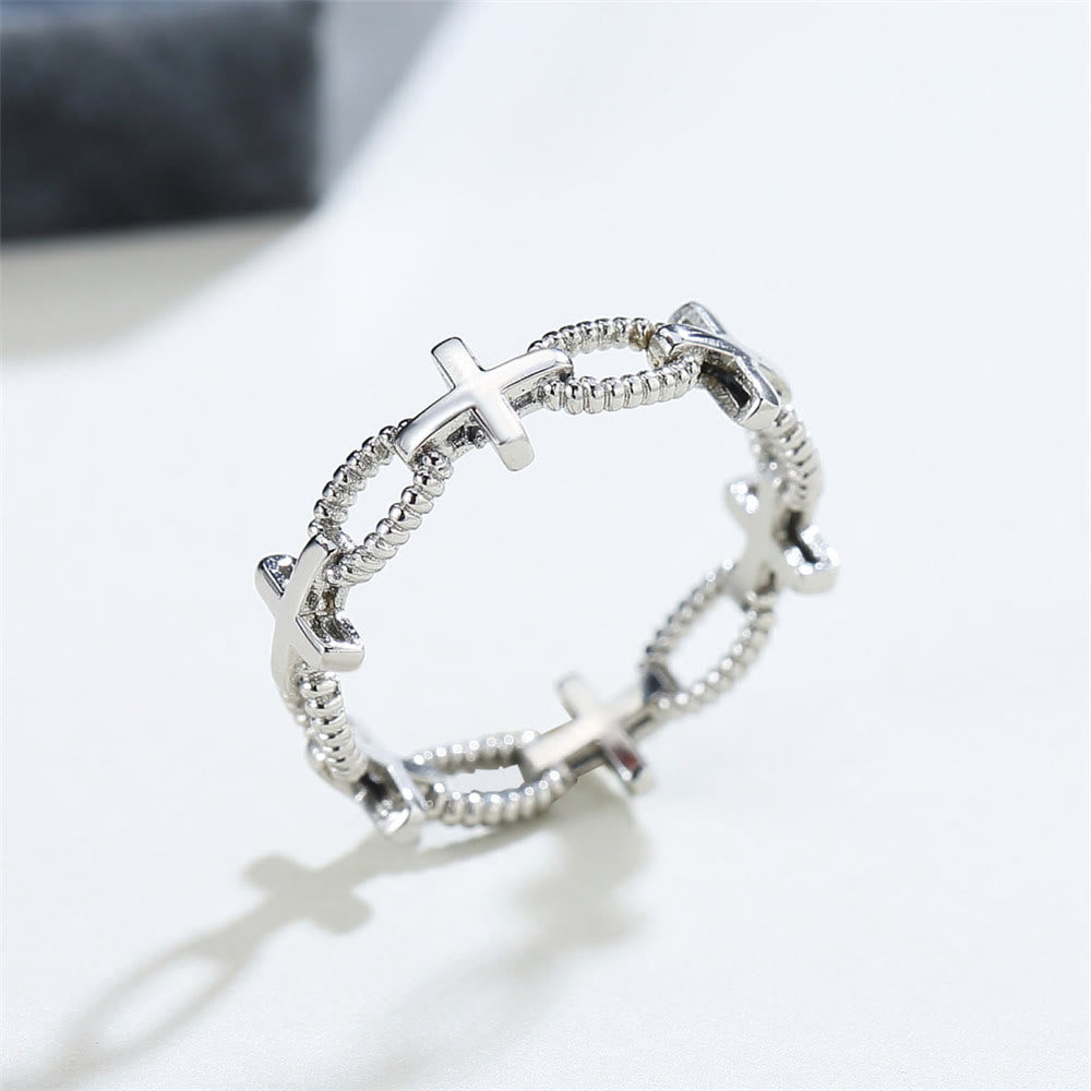 Anillo de Fe Grabado en Acero Inoxidable de Estilo Retro Minimalista