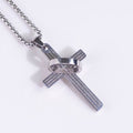Collar Minimalista con Cruz de Versículo Bíblico y Anillo de Fe