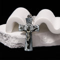 Collar de Pendiente de Cruz de Jesús de Acero de Titanio con Patrón de Árbol de Estilo Retro