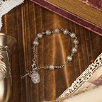 Pulsera Ajustable Simple Casual con Medalla Milagrosa y Crucifijo