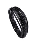 Pulsera de Cuff de Cuero Negro