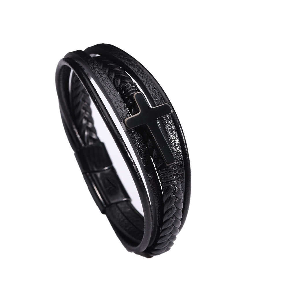 Pulsera de Cuff de Cuero Negro