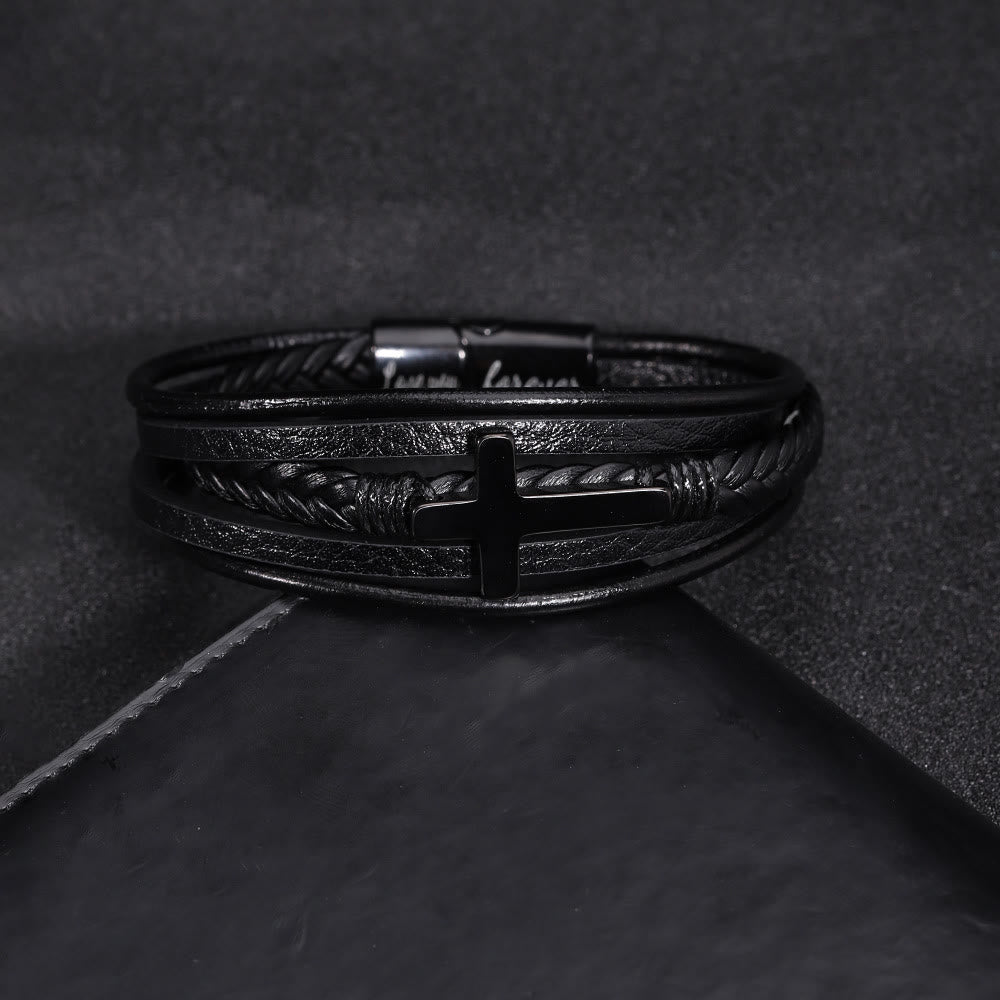 Pulsera de Cuff de Cuero Negro