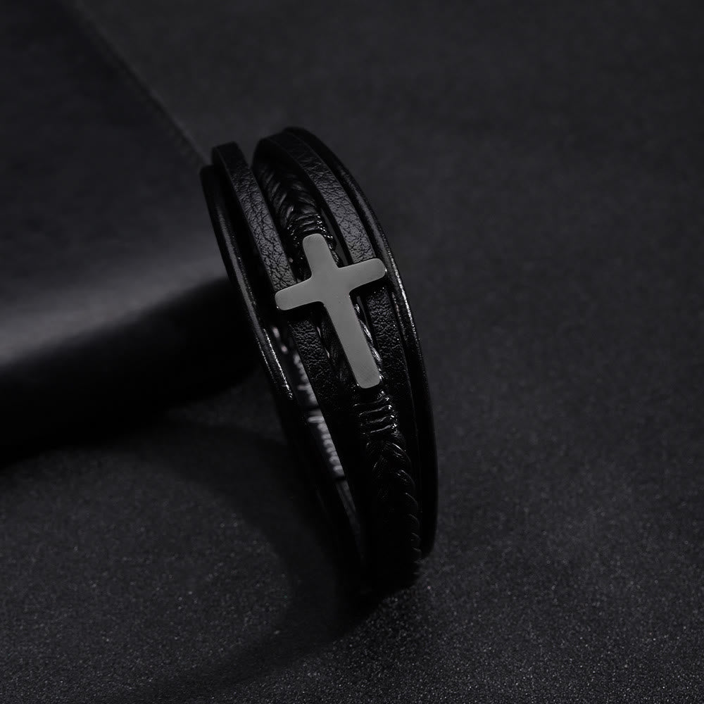Pulsera de Cuff de Cuero Negro