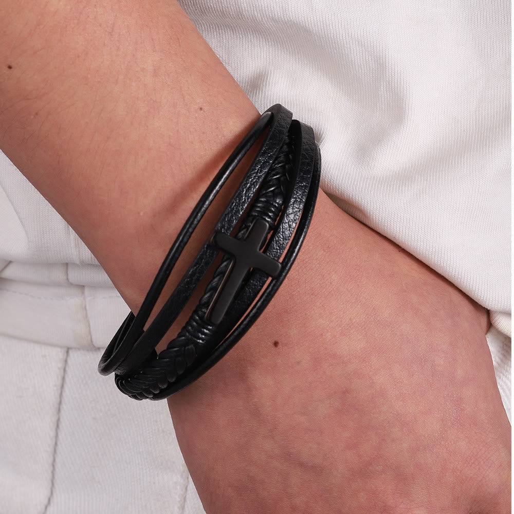 Pulsera de Cuff de Cuero Negro