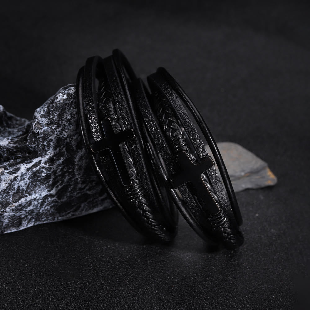 Pulsera de Cuff de Cuero Negro