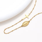 Collar Elegante con Medalla Milagrosa en Tono Dorado y Cruz Simple
