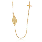 Collar Elegante con Medalla Milagrosa y Colgante de Cruz Simple