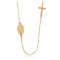 Collar Elegante con Medalla Milagrosa en Tono Dorado y Cruz Simple