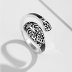 Anillo Cruz Grabado Ajustable de Plata Esterlina 925 - Elegancia en la Devoción