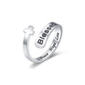 Anillo de Fe Ajustable Cruz Bendita: Paz Esperanza Amor