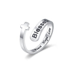 Anillo de Fe Ajustable Cruz Bendita: Paz Esperanza Amor