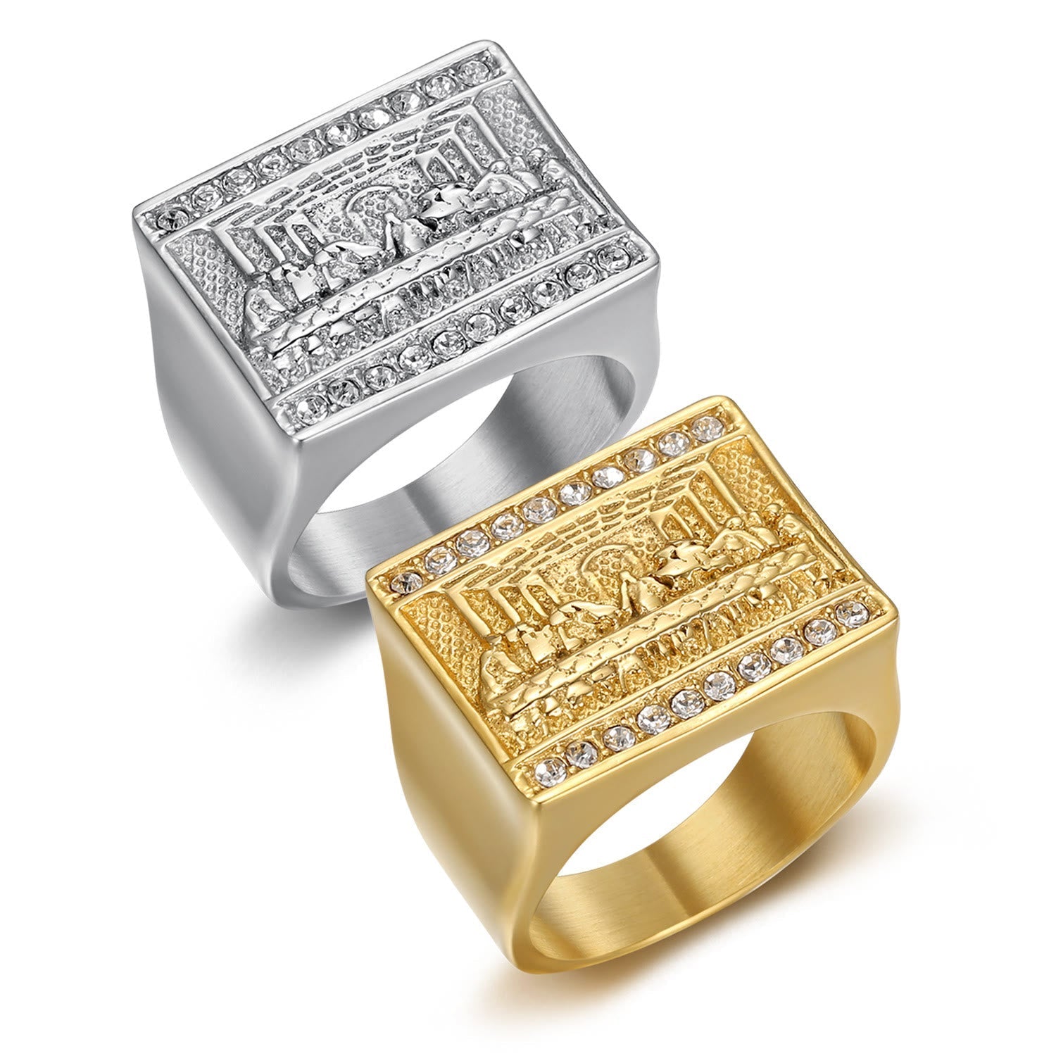 2 Colores Vintage y Clásico Anillo La Última Cena: Un Símbolo de Devoción y Herencia