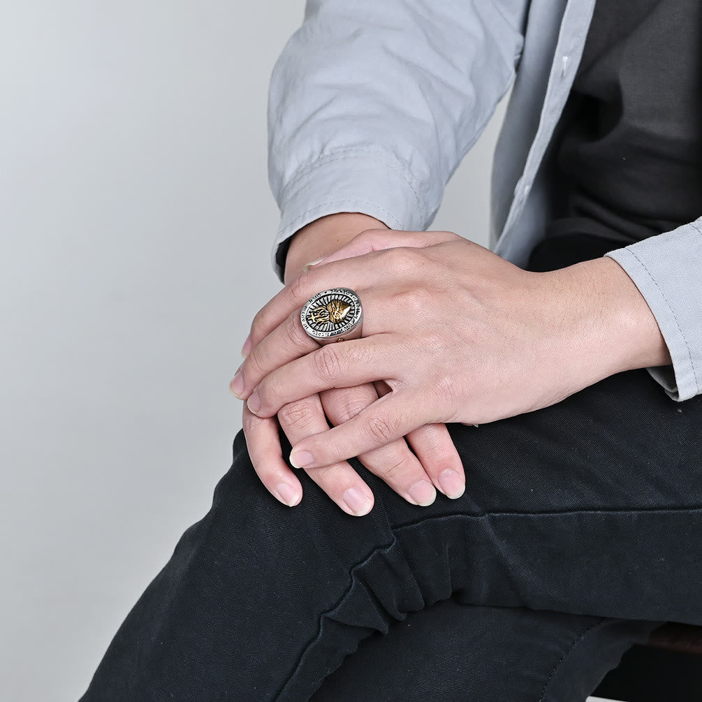 Anillo de Fe, Espíritu y Bendición en Cruz Sagrado Corazón de Jesús en 3 Colores