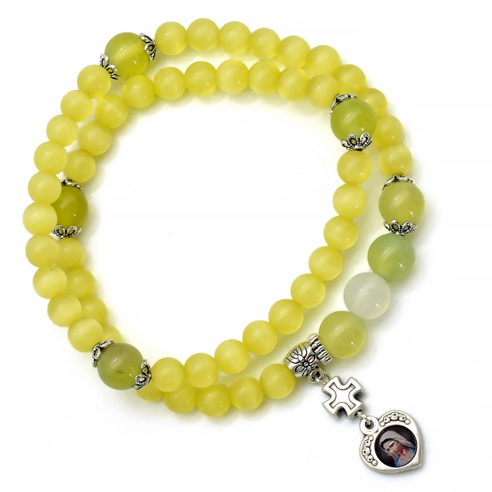 Pulsera Ajustable Minimalista con Piedras de Ojo de Gato Multicolores y Medalla Milagrosa