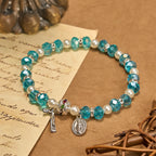 Pulsera de Cristal Transparente Moderna con Crucifijo y Medalla Milagrosa: Declaración de Fe Contemporánea