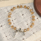 Pulsera de Cristal Transparente Moderna con Crucifijo y Medalla Milagrosa: Declaración de Fe Contemporánea