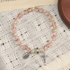 Pulsera de Cristal Transparente Moderna con Crucifijo y Medalla Milagrosa: Declaración de Fe Contemporánea