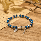 Pulsera de Cristal Transparente Moderna con Crucifijo y Medalla Milagrosa: Declaración de Fe Contemporánea