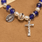 Pulsera de Cristal Transparente Moderna con Crucifijo y Medalla Milagrosa: Declaración de Fe Contemporánea