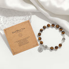 Pulsera Elástica de Piedras Preciosas Multicolores con Medalla Milagrosa: Conexión Espiritual Única