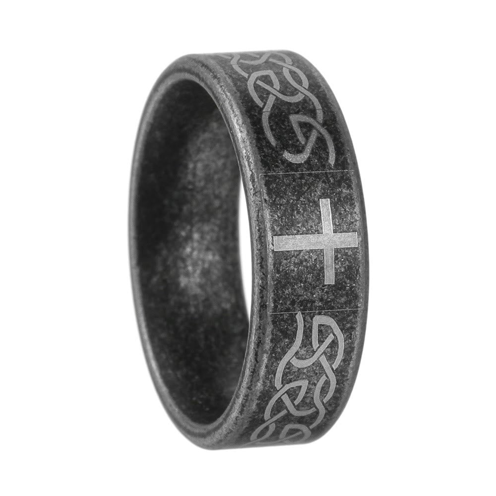 Anillo de Plata 925 Artesanal Envejecido con Nudo Celta y Cruz: Expresión de Identidad Fiel