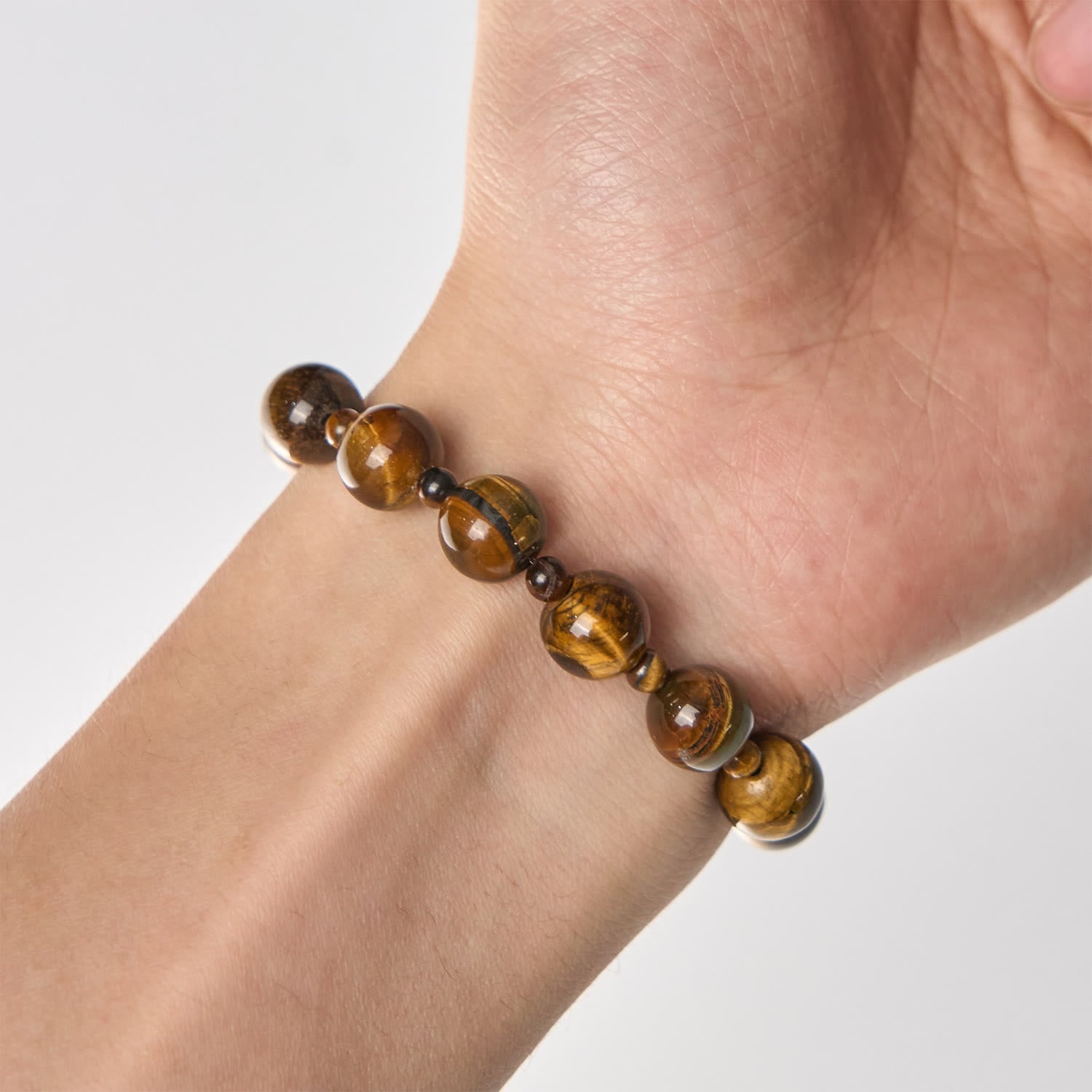Pulsera de Rosario de Una Década con Piedra Ojo de Tigre Amarillo de 10mm