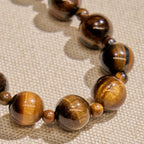Pulsera de Rosario de Una Década con Piedra Ojo de Tigre Amarillo de 10mm
