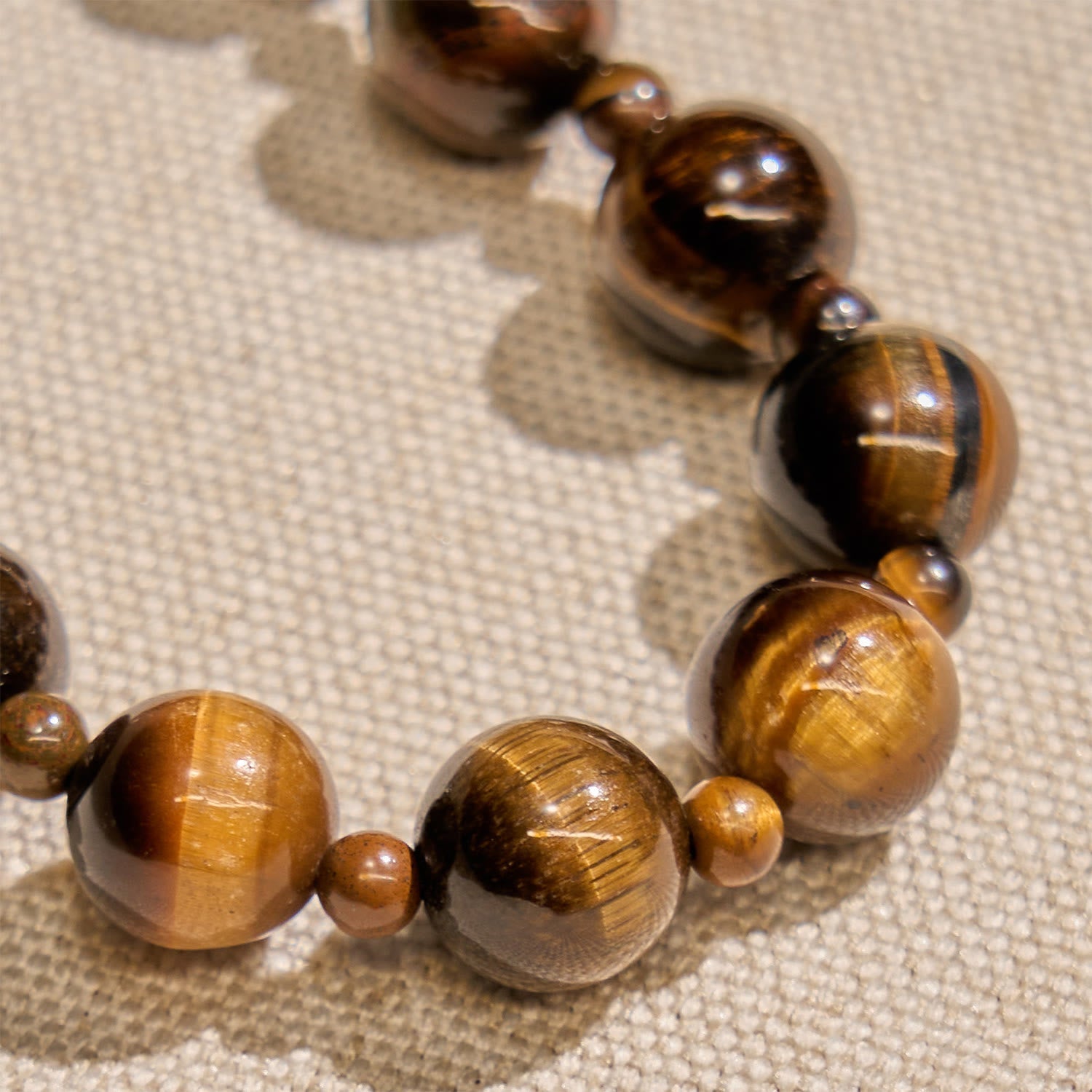 Pulsera de Rosario de Una Década con Piedra Ojo de Tigre Amarillo de 10mm