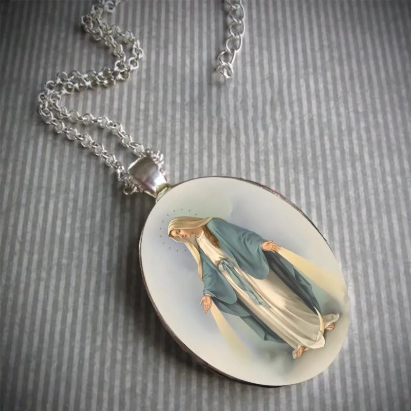Collar Medalla Milagrosa Pendiente Bendecido Virgen María