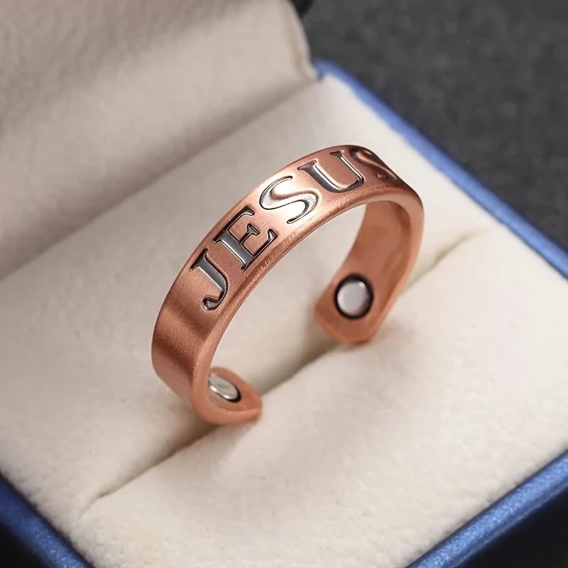 Anillo Ajustable de Cobre con Símbolo Minimalista de Jesús: Signo Distintivo de Fe