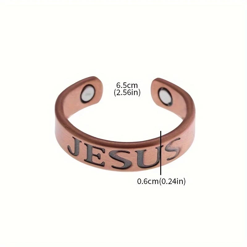 Anillo Ajustable de Cobre con Símbolo Minimalista de Jesús: Signo Distintivo de Fe