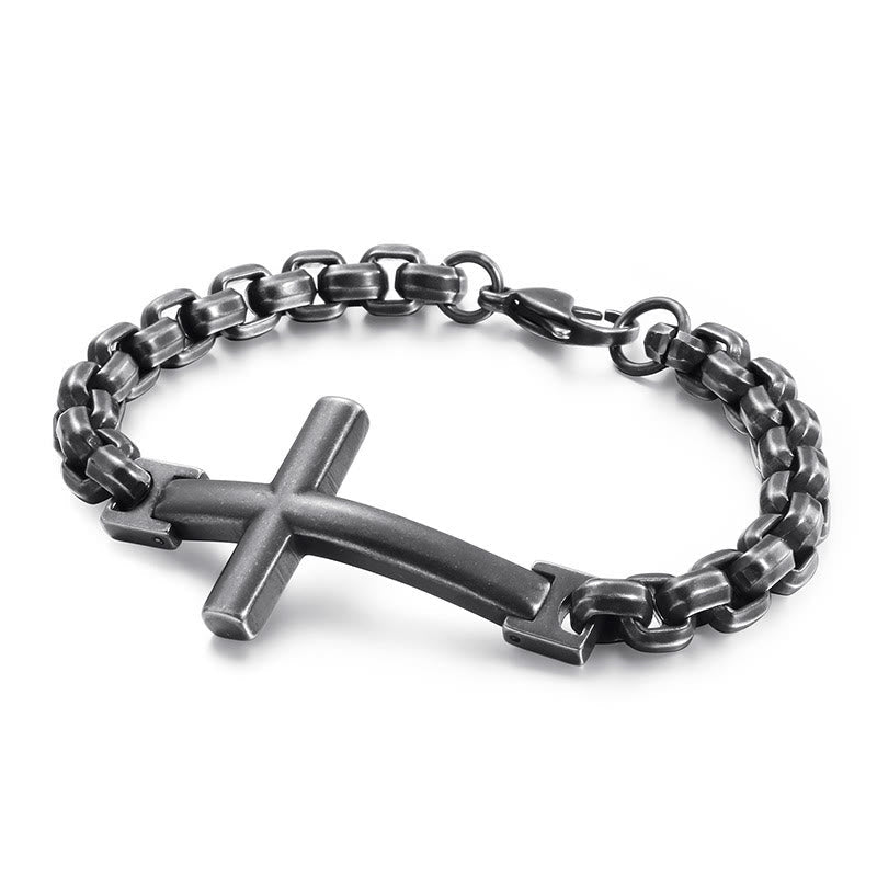 Pulsera Cruz Minimalista Multicolor con Líneas Elegantes y Alma Fiel