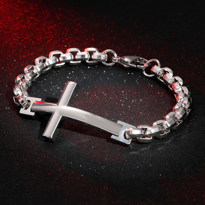Pulsera Cruz Minimalista Multicolor con Líneas Elegantes y Alma Fiel