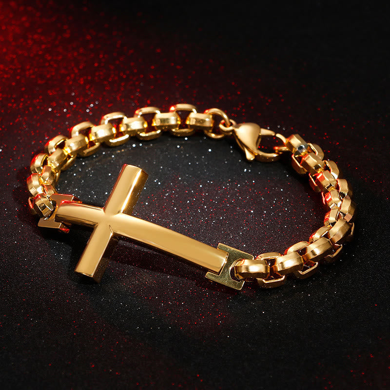Pulsera Cruz Minimalista Multicolor con Líneas Elegantes y Alma Fiel