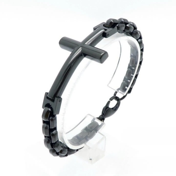 Pulsera Cruz Minimalista Multicolor con Líneas Elegantes y Alma Fiel