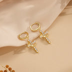 Collar de Cruz Moderno Coronado en Fe, Pendientes