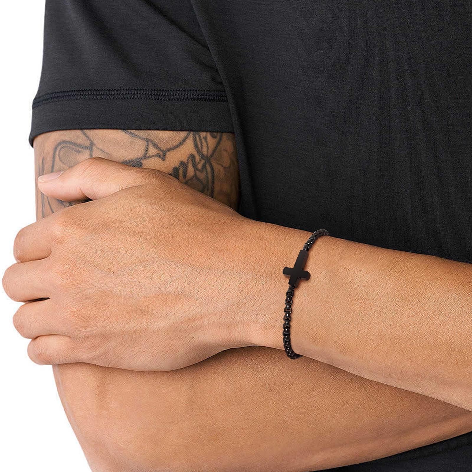 Pulseras Minimalistas de Cadena Cruzada: Dos Colores con Tarjeta de Bendición
