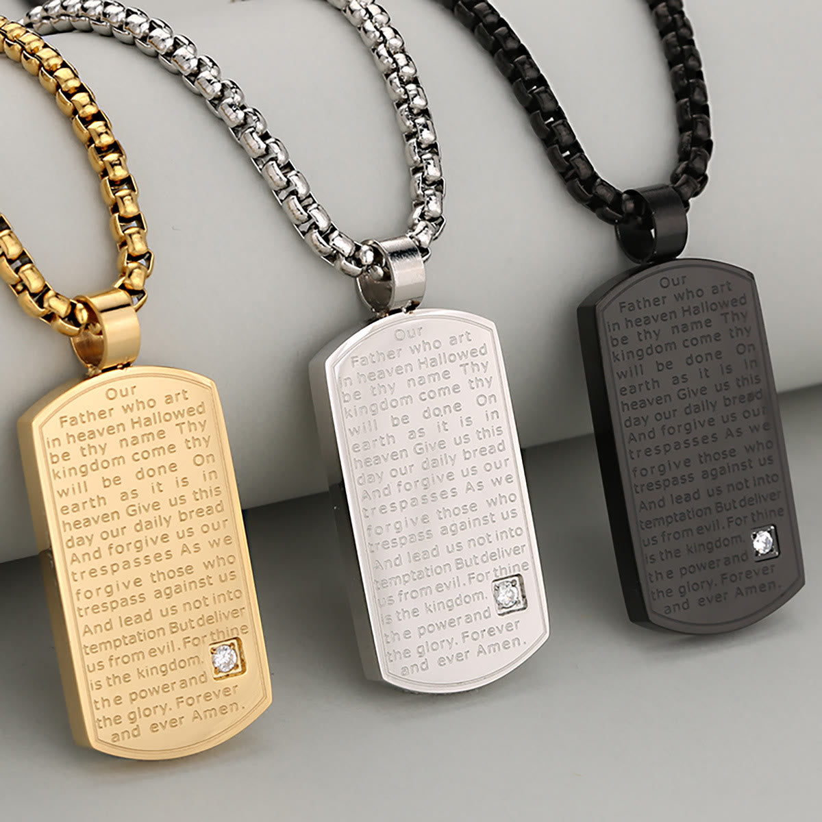 Collar Rectangular de la Oración del Señor en Tres Colores Expresando Fe y Esperanza